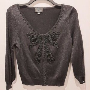 Adrianna Papell Black Beaded Evening Wear - M